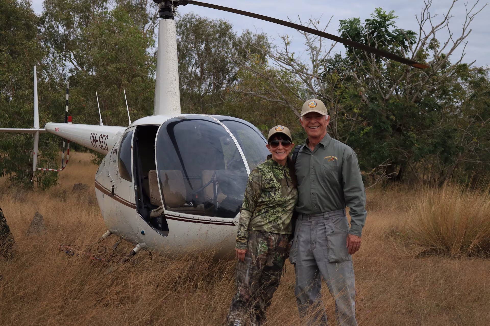 Helicopter on a remote strip
