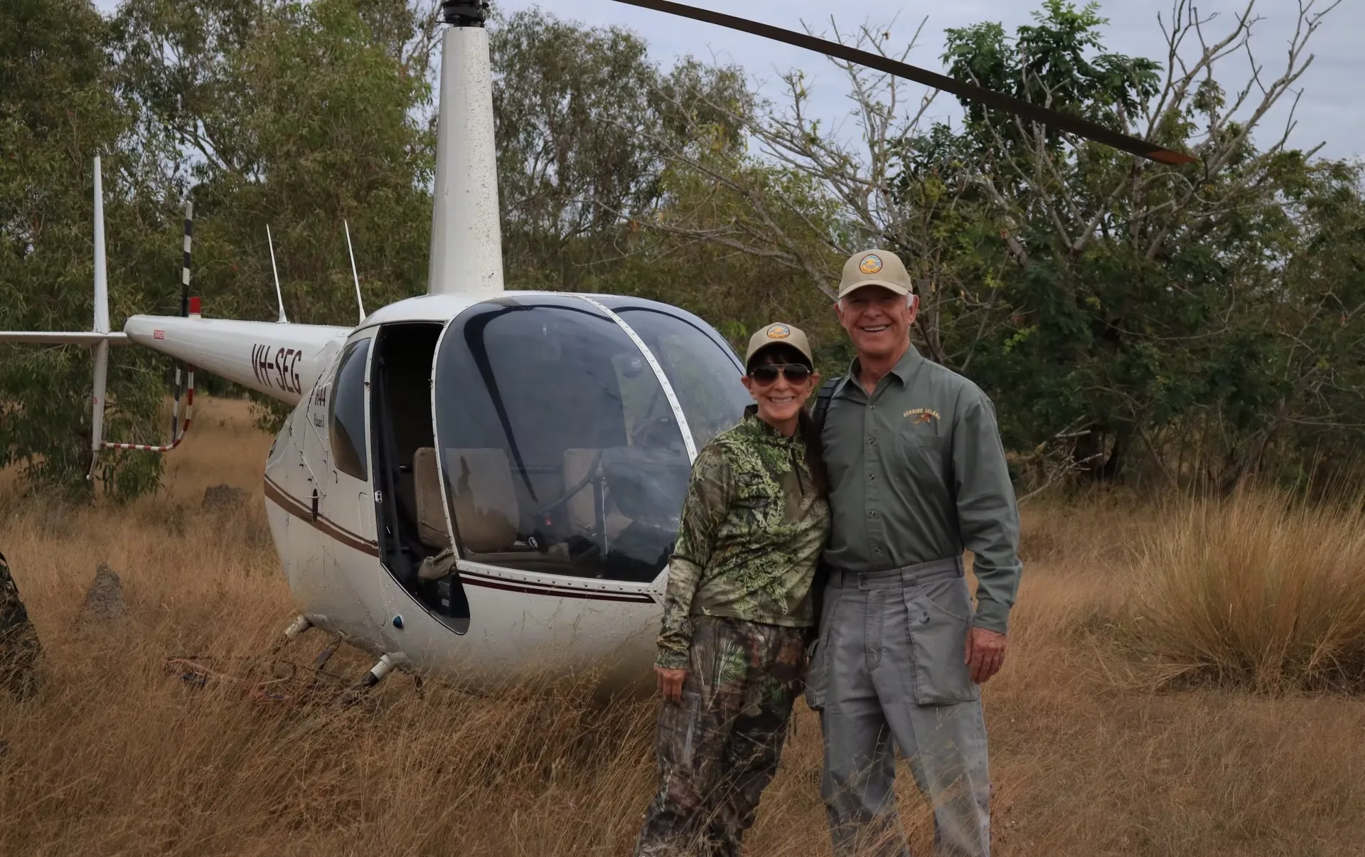 Helicopter on a remote strip