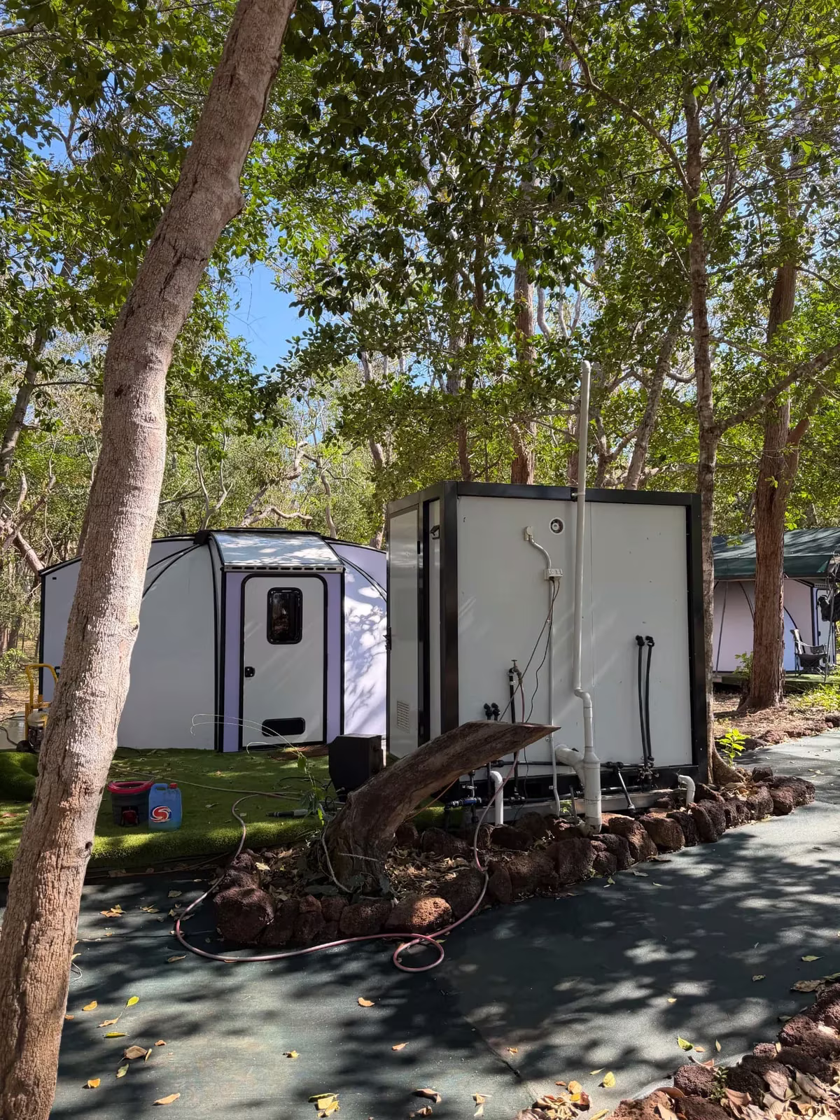 Private ensuite and shower block beside the pods