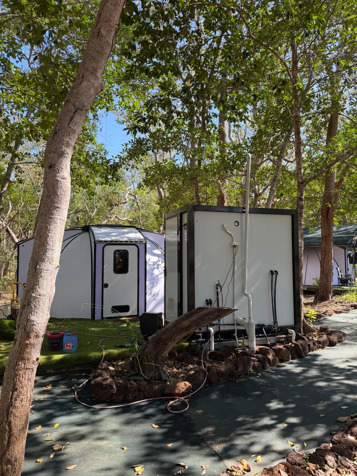 Private ensuite and shower block beside the pods
